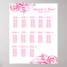 Rosa und weißer Chic blühen Sitzplatz-Diagramm Plakatdruck