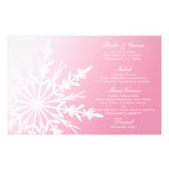 Rosa und weißes Schneeflocke-Winter-Hochzeits-Menü Personalisierte Druckpapiere