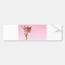 Rosa Valentine-Fee und mattierte rosa Herzen - 1 Auto Sticker