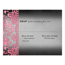 Rosa Vintages Damast-Spitze-Hochzeit UAWG Einladung
