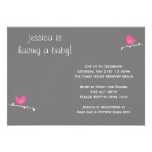 Rosa Vogel-Babyparty-Einladung