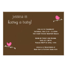 Rosa Vogel-Babyparty-Einladung