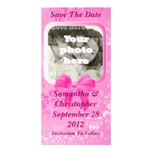 Rosa wedding Damast Save the Date Bildkarte