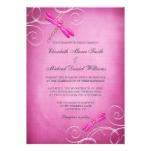 Rosa Wedding Libellen-Wirbel Einladungskarten