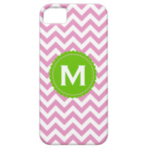 Rosa weißes Monogramm-Zickzack Muster iPhone 5 Cover