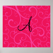 Rosa Wirbel des Monogramms Posterdruck