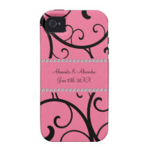 Rosa Wirbel und Diamant-Gastgeschenke Hochzeit Case-Mate iPhone 4 Cover