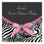 Rosa Zebra-Bonbon 16 Geburtstags-Party Einladung