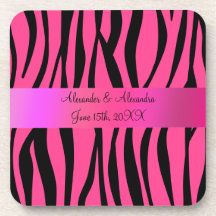Rosa Zebra stripes Gastgeschenke Hochzeit Cocktail Untersetzer