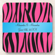 Rosa Zebra stripes Gastgeschenke Hochzeit Drink Untersetzer