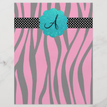 Rosa Zebra stripes Monogramm Flyerdesign