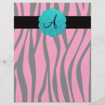 Rosa Zebra stripes Monogramm Personalisierte Flyer