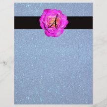 Rosenmonogramm-Blau-Glitter des heißen Rosas Flyer Druck
