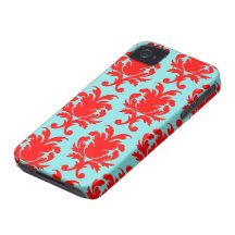 Rot und reizender formaler Damast des Aqua Case-Mate iPhone 4 Hüllen