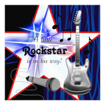 Rote blaue Zebra Rockstar Baby-Dusche Einladung