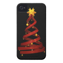 Rote Entwurfskiefer und goldene Bälle iPhone 4 Case-Mate Hüllen