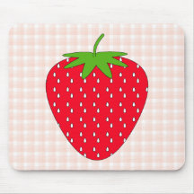 Rote Erdbeere auf Gingham-Kontrolle Mauspads