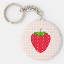Rote Erdbeere auf Gingham-Kontrolle Schlüsselband