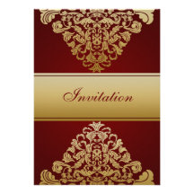 rote Goldeleganz-Hochzeitseinladung