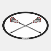 Rote Lacrosse-Stöcke Ovaler Aufkleber