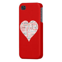 Rote Liebe-Herz-Typografie iPhone 4 Hüllen