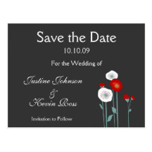 Rote Mohnblume Save the Date Postkarten