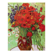 Rote Mohnblumen-und Gänseblümchen-Einladungen Van 