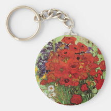 Rote Mohnblumen-und Gänseblümchen-Schlüsselkette V Schlüsselbänder