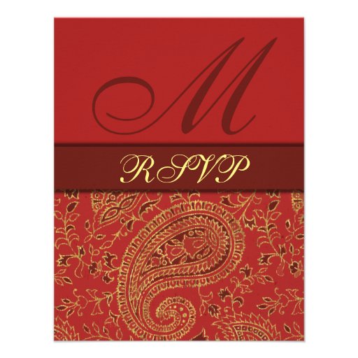 Rote Paisleyhochzeit und -Party UAWG Individuelle Einladung