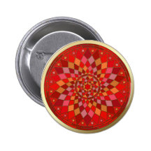 Rote Pinata-Mandala-Goldordnung Anstecknadelbuttons