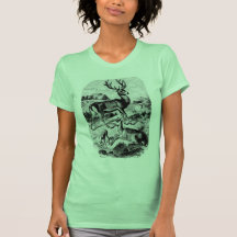 Rote Rotwild-Vintager hölzerner Stich Shirts