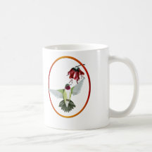 Rote Throated Kolibri-Oval-Becher Kaffee Tassen