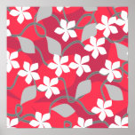 Rote und weiße Blumen. Blumenmuster Plakatdrucke