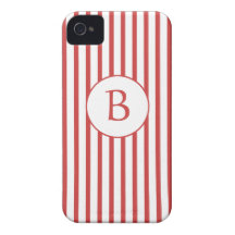 Rote und weiße Streifen mit Monogramm Case-Mate iPhone 4 Hüllen