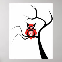 Rote Zuckerschädel-Eule im Baum-Plakat