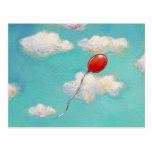 Roter Ballon - schöne Kunst des blauen Himmels Tag Postkarte