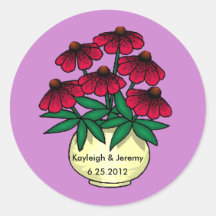 Roter Blumen-lila Hintergrund-personalisierter Auf