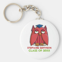 Roter Eulen-Absolvent-Abschluss Keychain Schlüsselband