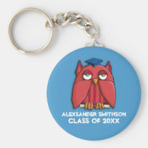 Roter Eulen-Absolventaqua Abschluss Keychain Schlüsselanhänger