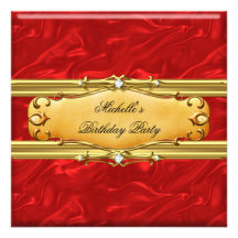 Roter Geburtstags-Party-Golddiamant Personalisierte Einladung