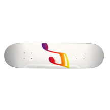 Roter gelber blauer Musikentwurf der Achtelnoten Skateboard Deck