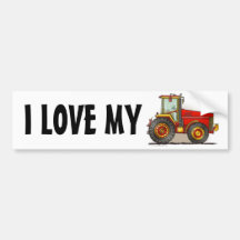 "Roter großer Traktor, i-LIEBE MEINE… Stoßaufklebe Auto Sticker