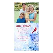 Roter Kardinal u. Wirbel: Familien-Foto-Weihnachts Photogrußkarten