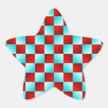 Roter Karo-optische Illusion Stern Aufkleber