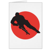 roter Kreisentwurf der Eishockey-Silhouette Karte