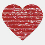 Roter Musiknoten Herz Aufkleber