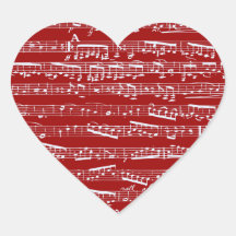 Roter Musiknoten Herz Aufkleber