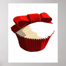 Roter Samtkleiner kuchen mit Bogenplakat