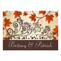 Roter Taupe-Brown-Herbstlaub, der Einladungen Wedd