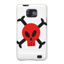 Roter Totenkopf mit gekreuzter Knochen-Samsung-Gal Galaxy SII Hülle